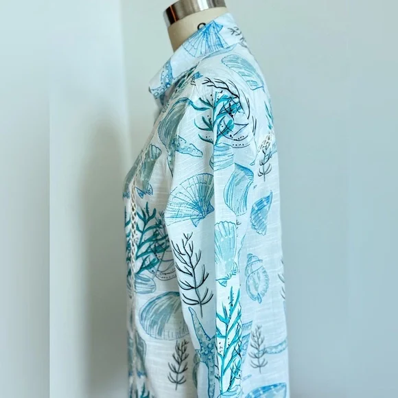 Blue Island summer  Blouse, Tunic, Button down shirt dress , swim coverup Size S - Picture 5 of 13